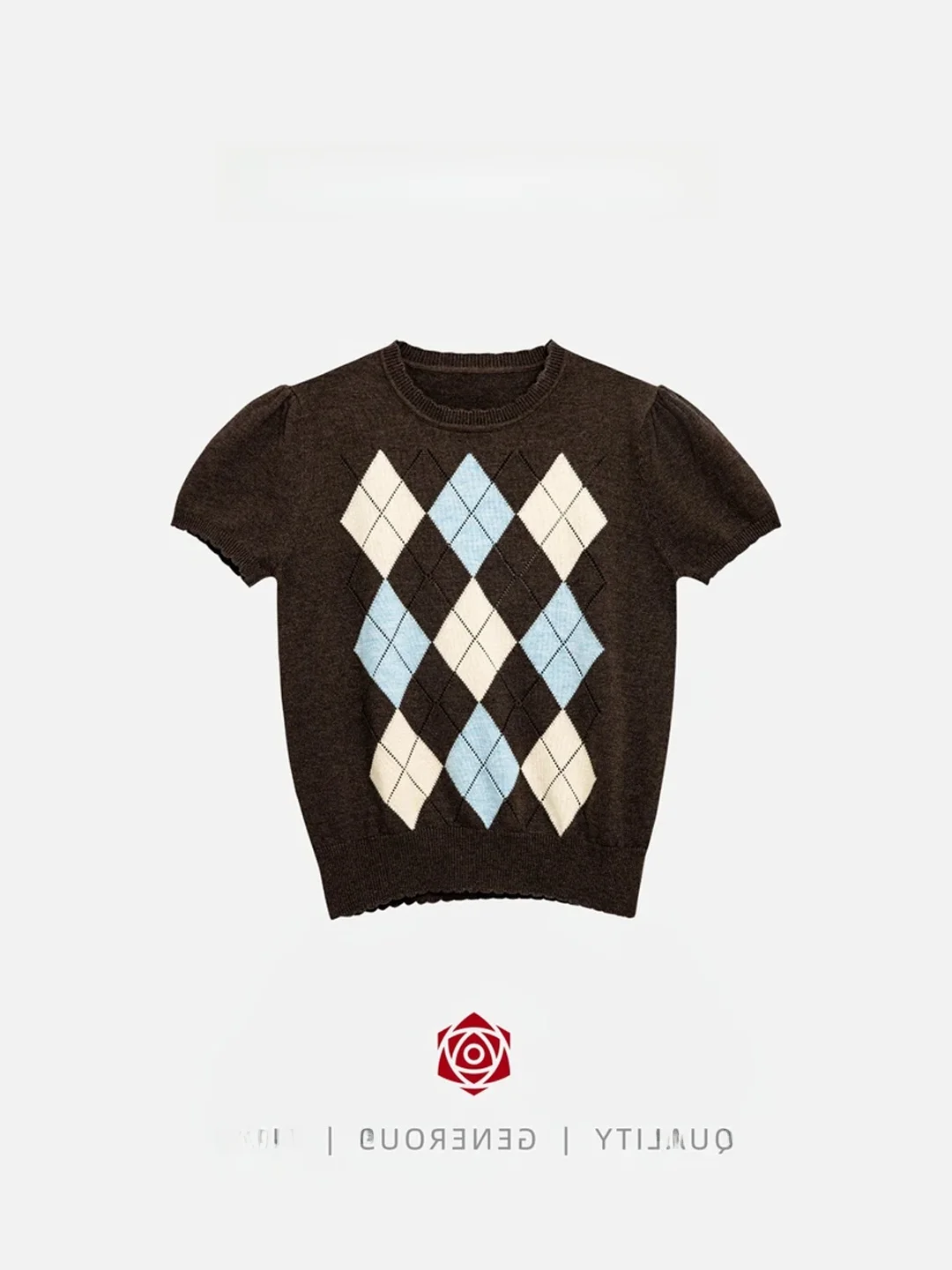 

Oajer Flagip Store Knitted ort Sve Women's Faion Summer Korean Sle Diamond Pattern Design Premium Quali Top