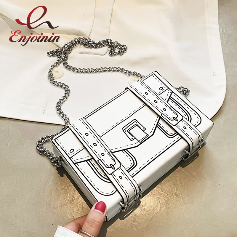 Black and White Box Design Women Casual Purses and Handbags Fashion Clutch Bag Shoulder Chain Bag 2021 Crossbody Bag Pu Leather