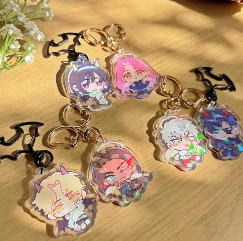 Future Music Group Acrylic Keychains Set of 6 Double Sided Print Cartoon Character Bag Pendants Backpack Charms for Fans Collect