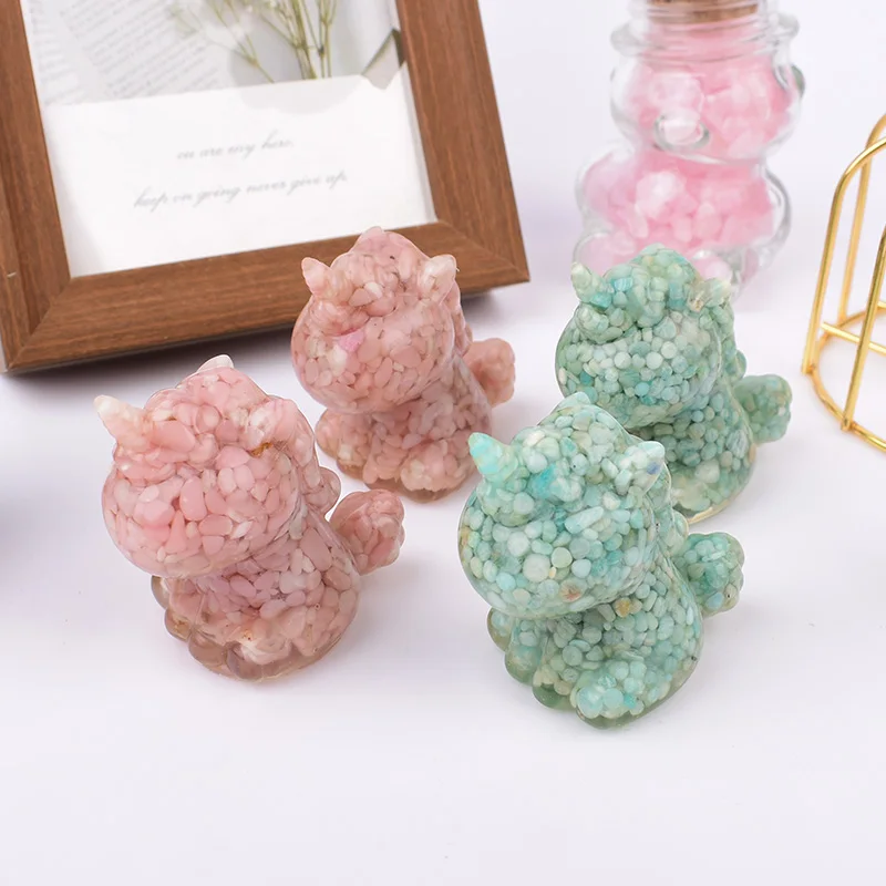 1PC Gravel Specimen Resin Unicorn Decoration Healing Reiki Natural Crystal Stone Crafts Hand-made Home Decoration Holiday Gift