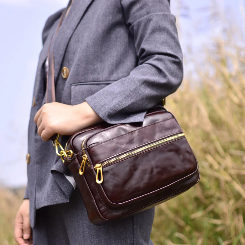 AETOO Leather women's bag cowhide crossbody bag shoulder bag casual retro Korean version of all-match women's bag diagonal bag n