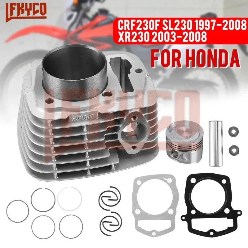 Motorcycle 65.5mm Engine Cylinder 250CC Big Bore 63.5mm Piston Kit Motor For Honda CRF 230F SL XR 230 97-08 Motoblock ATV Parts