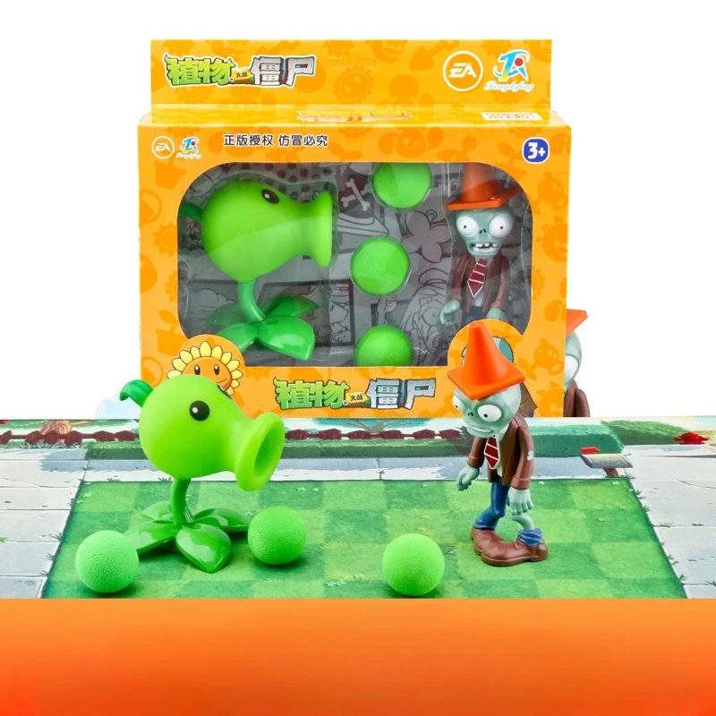 Plants Vs. Zombies Game Anime Peripheral Peashooter Toy Set Soft Silicone Zombie Children's Toys Birthday Gift view 2