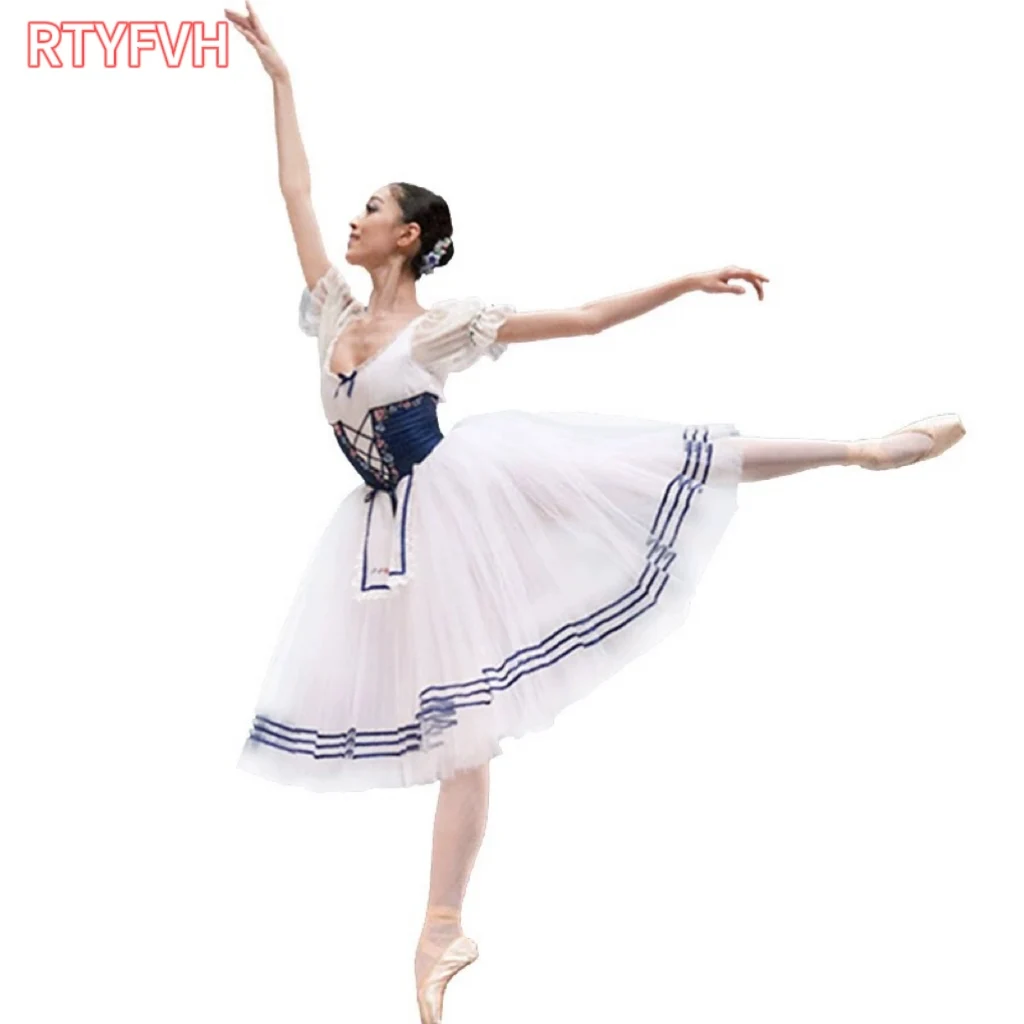 classical-short-puff-sleeve-ballet-costume-adult-women-long-ballet-leotard-dress-professional-tutu-girls-ballet-clothes