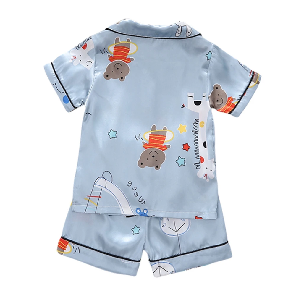 2 pcs Home Children\'s set Cute Cartoon Sleepwear 1-6 years Kids Boys Girls Short-sleeved Shorts Pajamas