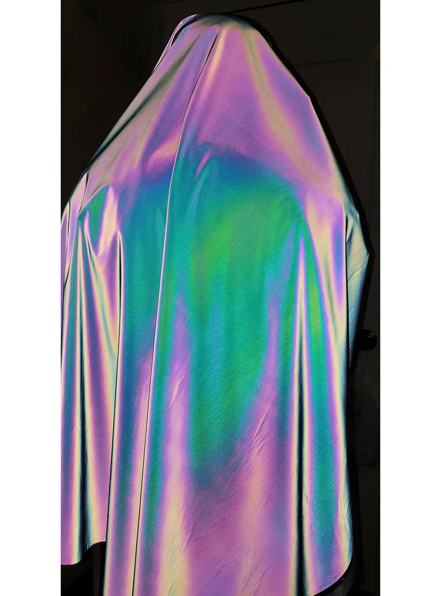 Rainbow Reflective Fabric Colorful High Bright DIY Make For Clothes Garment Designer Cloth Magic Gradient Color