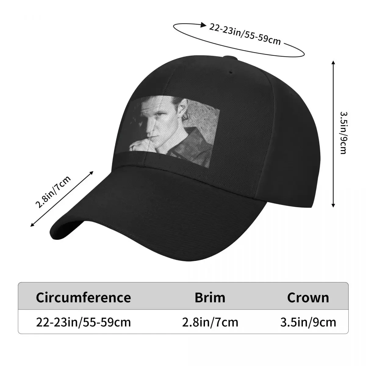 B&W MATT S. قبعة بيسبول كبيرة الحجم قبعة ديربي قبعة مخصصة للرجال والنساء