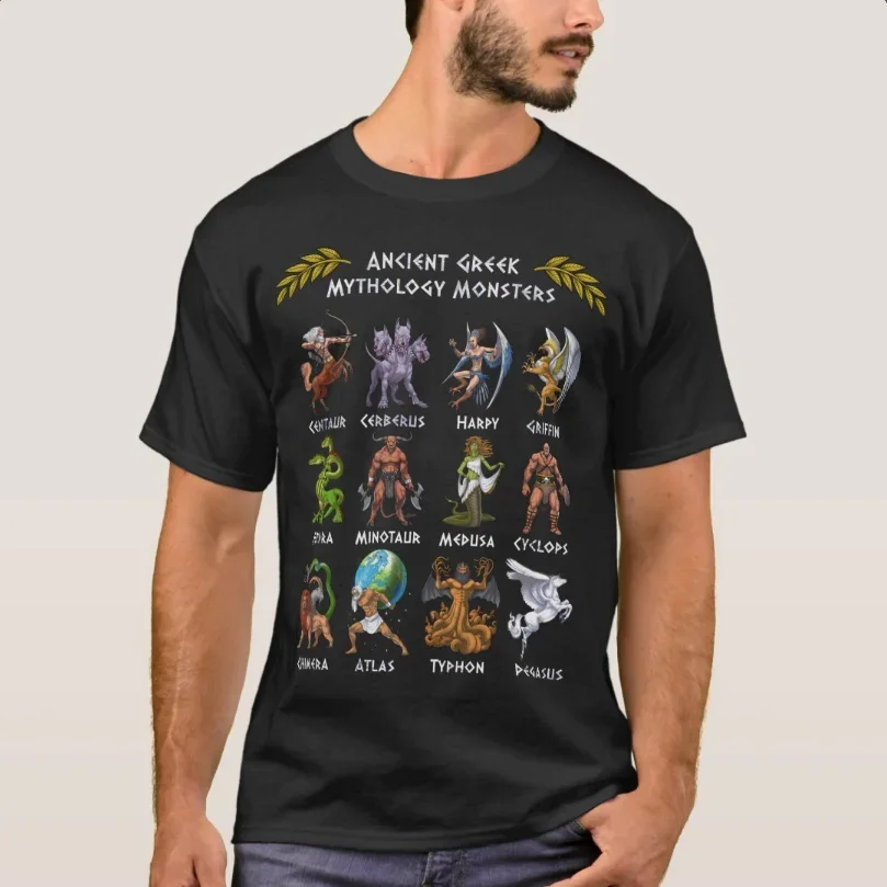 

Ancient Greek Mythology Monsters T-Shirt 100% Cotton O-Neck Summer Short Sleeve Casual Mens T-shirt Size S-3XL