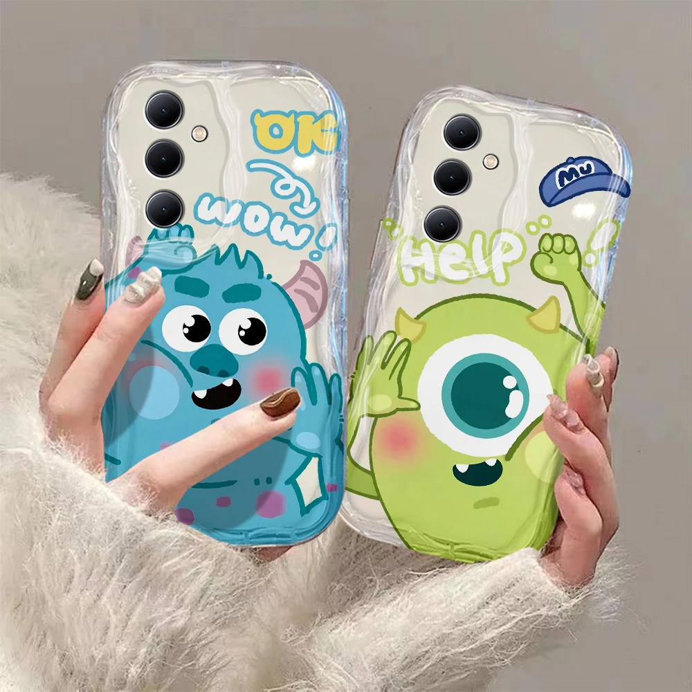 Monsters Inc. Mike Wazowski 3D Wave Phone Case For Samsung Galaxy S24 S23 S21 S20 FE Plus Ultra 4G 5G Soft Silicone Back Cover