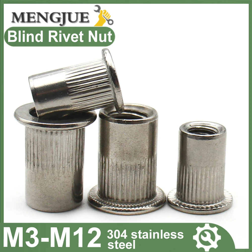 2-20pcs M3 M4 M5 M6 M8 M10 M12 Blind Rivet Nut  Rivnut 304 stainless steel Threaded Inserts for Housings Panels
