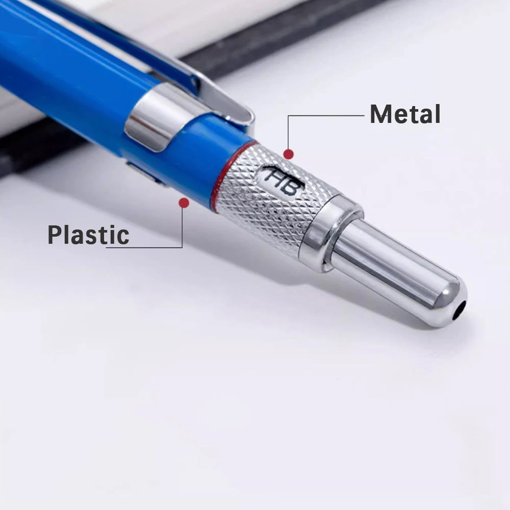 3Pcs/Set Multicolor Metal Woodworking Mechanical Pencil Set 2.0mm 2B Black Lead Core Deep Hole Scribing Marking Tool