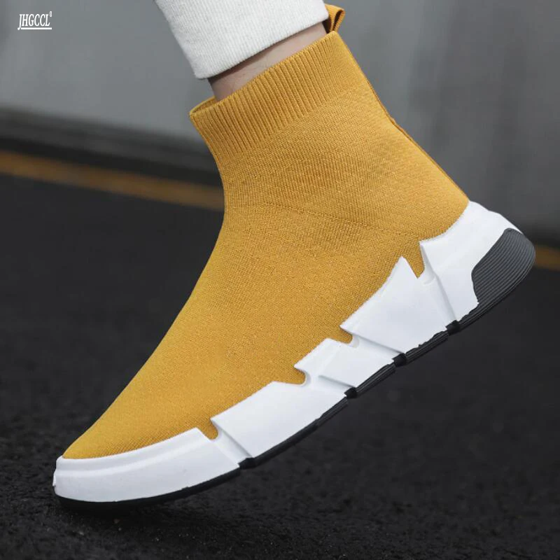 

Height increased Knitted Men's Socks Shoes Gold Silver Hip Hop Mesh Men's Casual Shoes Sneakers Platform Web Celebrity Shoes A3