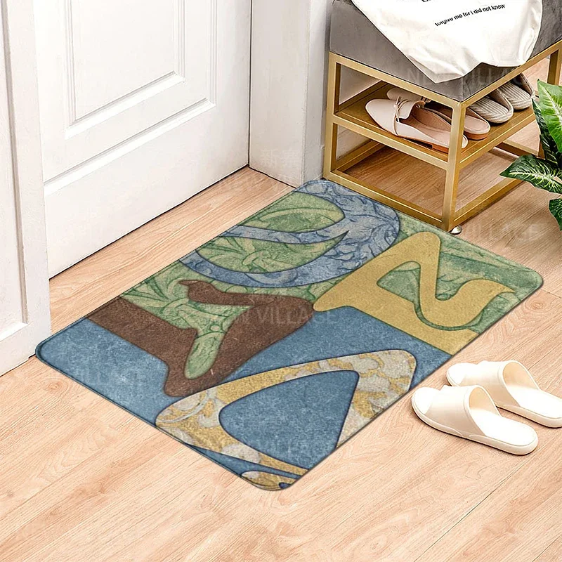 Vintage style non slip shower mat bathroom carpet home decoration floor mat kitchen bedroom living room water absorbing door mat