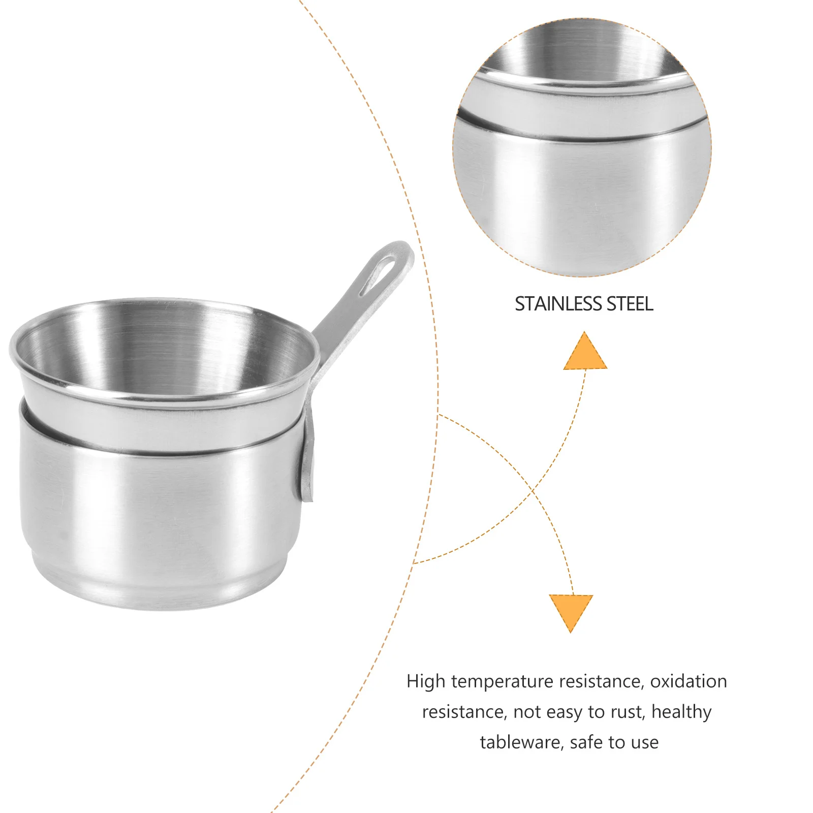 

1Set Stainless Steel Sauce Pot Condiment Cup Seasoning Cup Silver Kitchen Sauce Bowl for Dining Bar Hotel Food Serving