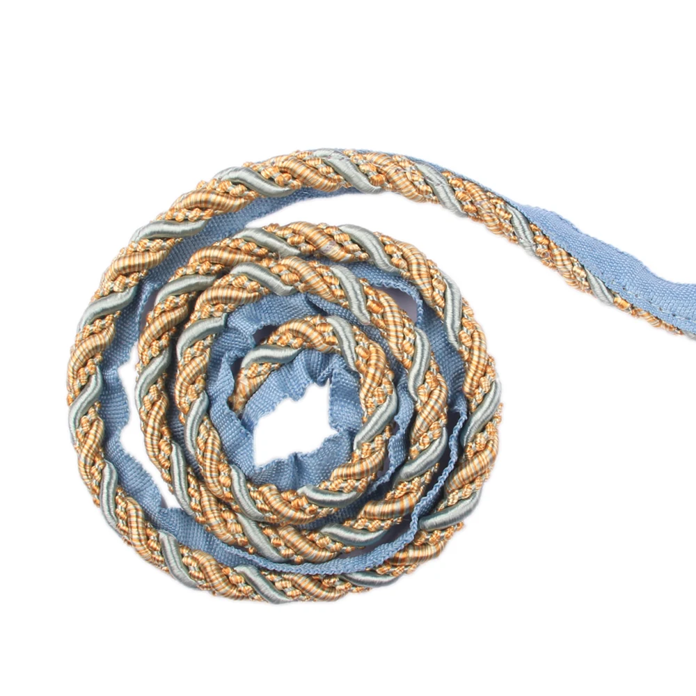 HedongHexi 6.5Yard Handmade Cord Trim 0.39 Inch Diameter 3Shares Twisted Rope for DIY Home Décor Curtain Accessories