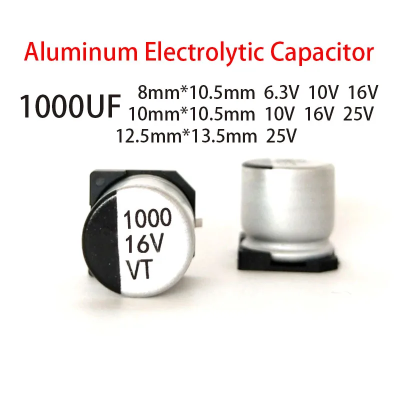 10PCS/LOT 1000UF SMD Aluminum Electrolytic Capacitor 6.3V 10V 16V 25V 8X10.5 10X10.5 12.5X13.5 1000UF