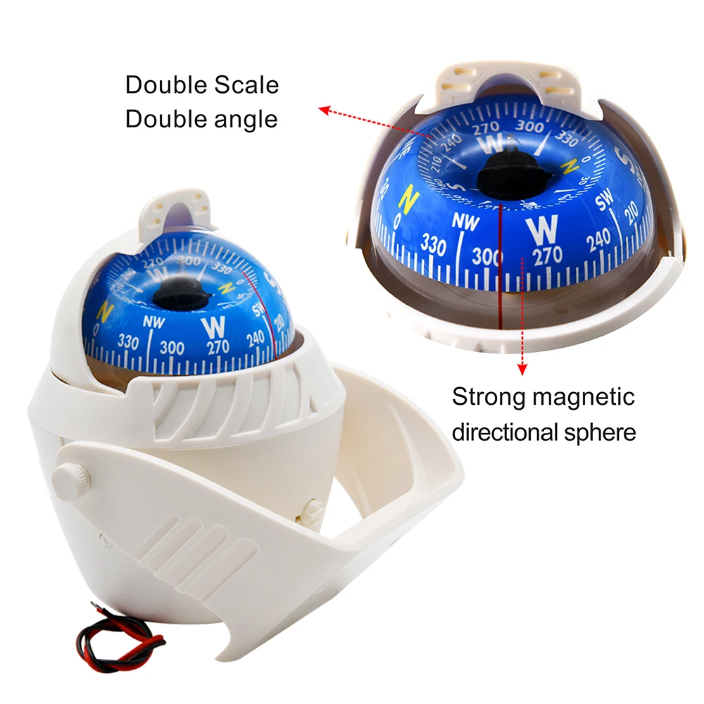 Waterproof Navigation Compass Electronic LED Light Sea Boat Pivoting Compass For Marine Navigation Positioning Vehicle Camping