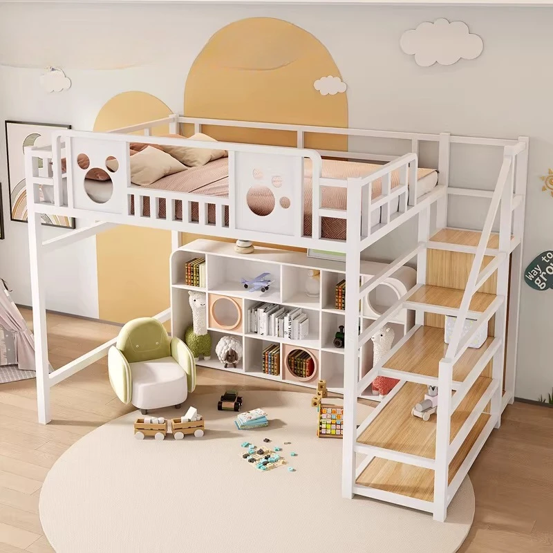 Space-saving elevated bed sheet Upper loft Under the Empty child mother Upper and lower wrought iron Children's
