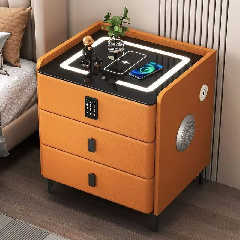 

Function Bedroom Bedside Cabinet Simple Modern Light Luxury Premium Sense with Lock