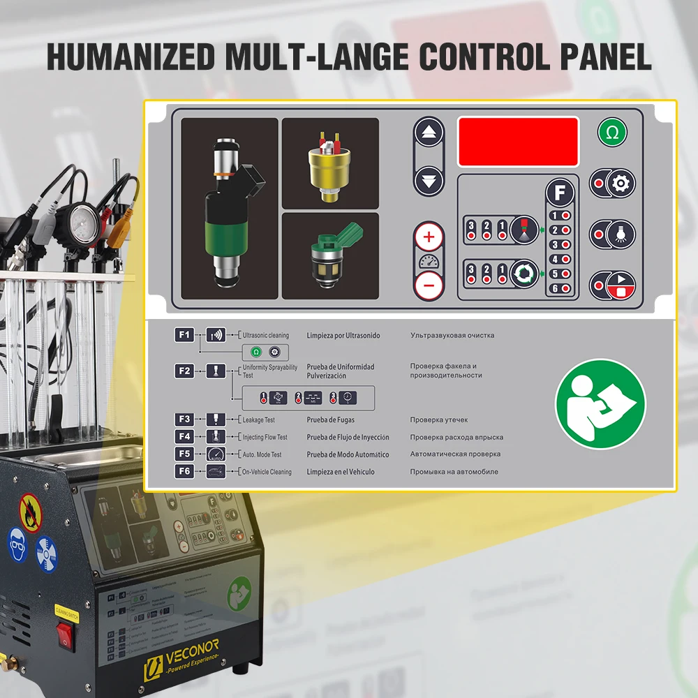 Intelligent Car Fuel Injector Cleaner & Tester Cleaning Machine Injector Ultrasonic Cleaner 4-Cylinders 110V 220V - Dynojet V4