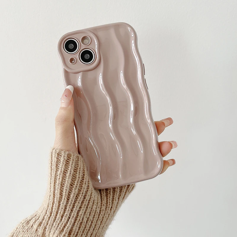 Qianliyao 3D Water Ripple Pattern Phone Case, tampa traseira à prova de choque macia, iPhone 14, iPhone 13, iPhone 12, iPhone 11 Pro Max, iPhone