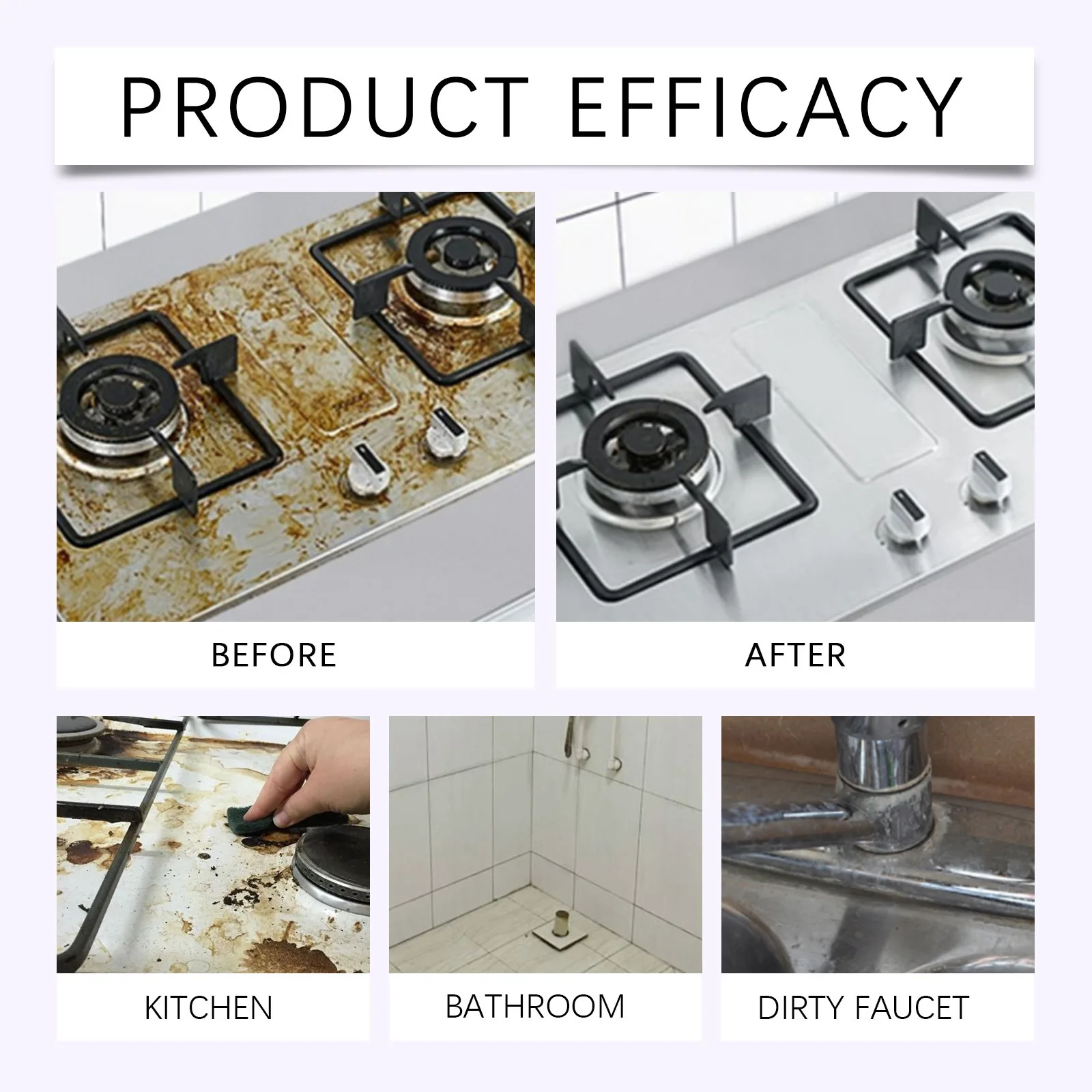 Limpieza profunda multiusos, desengrasante y eliminador de óxido para utensilios de cocina, una solución de limpieza universal para todos los materiales.