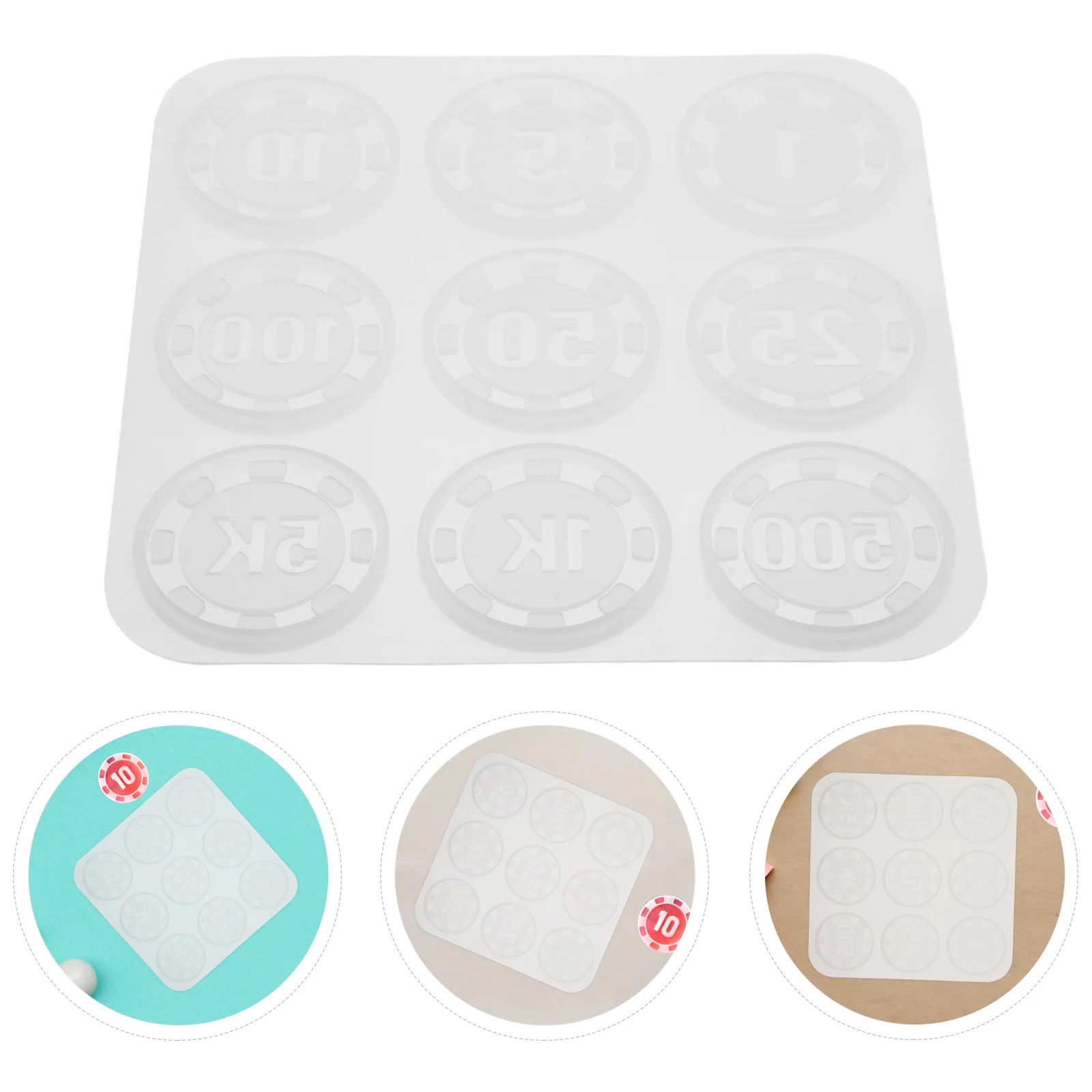 

3Pcs Silicone Poker Chip Mold Premium DIY Resin Casting Reusable Game Coin Craft for Party Entertainment