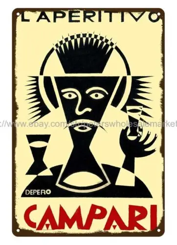 1928 Campari liqueur drink metal tin sign advertising  men cave wall art