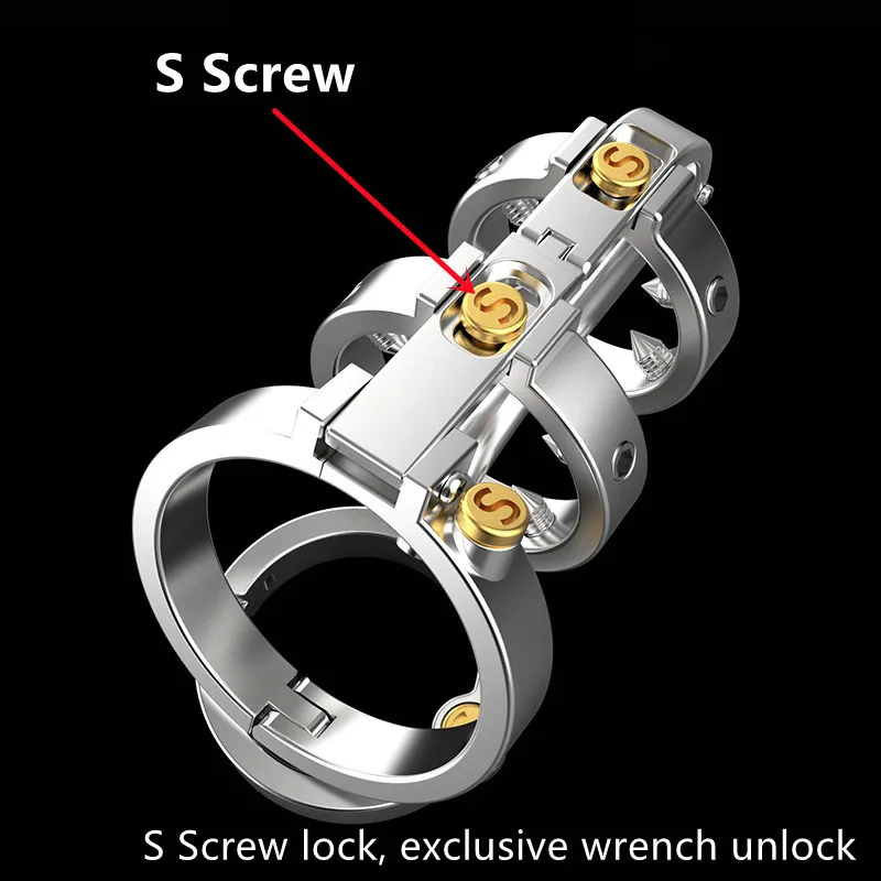 2023 New Male Stainless Steel Chastity Lock Steampunk Series Invisible Wear Multifunctional CB Lock Urethra Stimulation Sex Toys