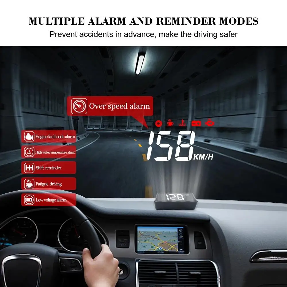 HUD Obd2 Display A100S On-board Computer Car Head-up Display Windshield Projector MPH Km/H Speedometer Water Temperature Gauge