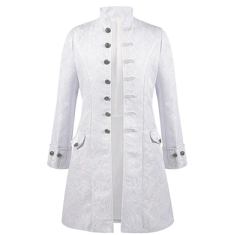 

Новый хит на Хэллоуин, средневековая мужская одежда средней длины в стиле ретро в стиле панк с воротником-стойкой, одежда для выступлений, бархатная ткань, йо...