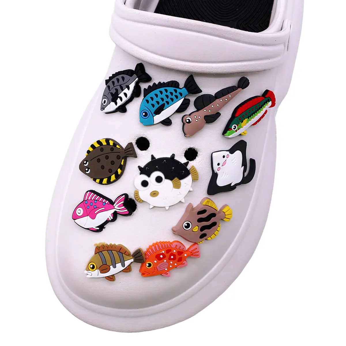 1 Pcs Pack Cute Fish Shapes Shoe Charms Accessories Pufferfish Grouper Shoe Decorations Jeans Pins Clogs Badge Unisex Gifts image 3