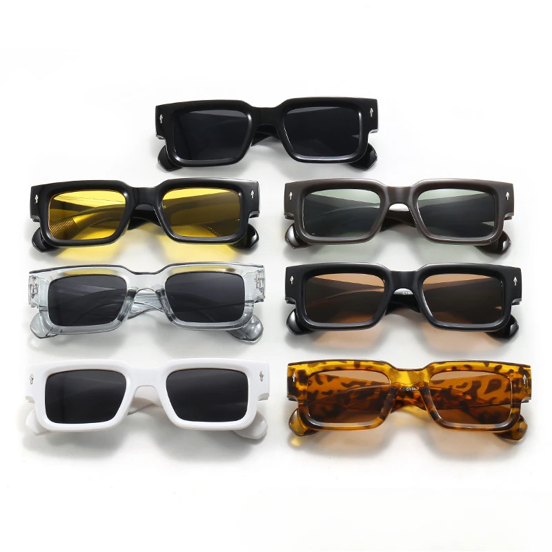 Retro Men Square Sunglasses for Women Vintage Luxury Rivet Designer Sun Glasses Fashion Arrow Shades UV400 Eyeglasses image 3