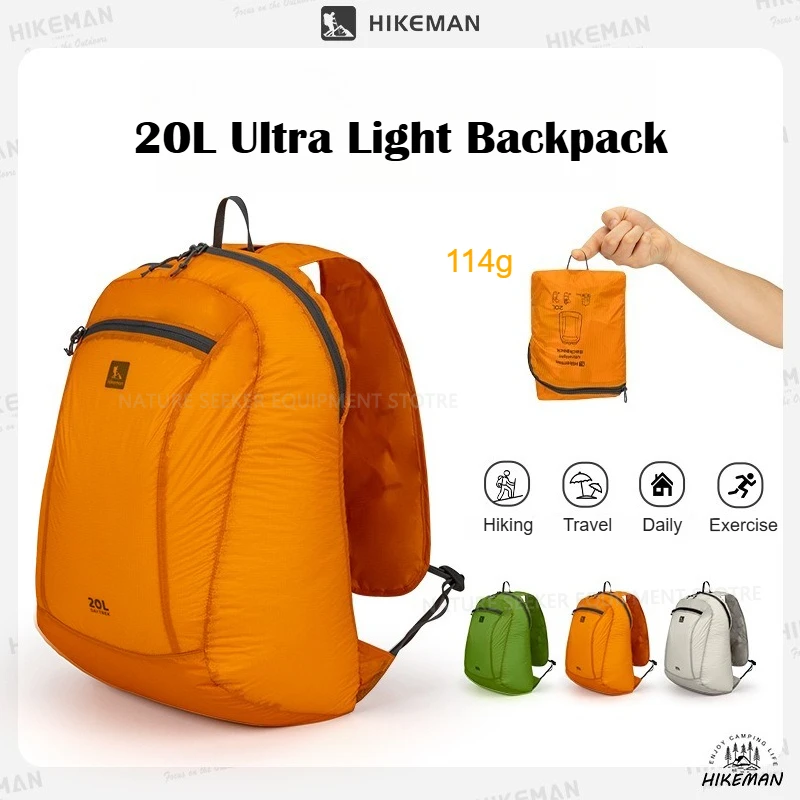 

HIKEMAN 114g Packable Backpack Ultra-Light 20L Daypack for Travel Hiking Trekking Mountaineering