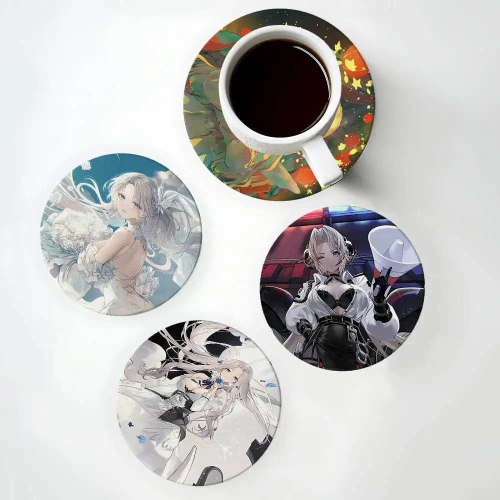 Azur Lane Girl Wood Coaster Set - Heat Resistant For Tea & C