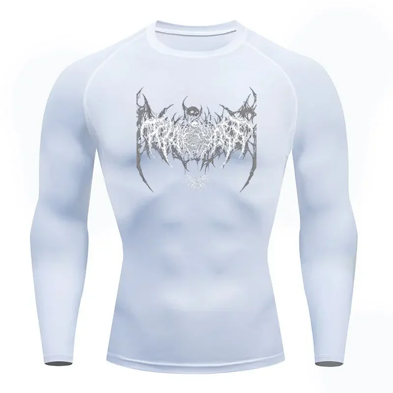 Men's compression T-shirt short sleeved shirt elastic breathable quick drying casual printed fitness gym exercise running S-3XL