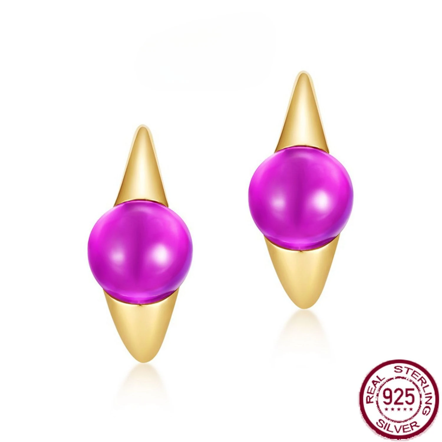 

New 925 pure silver egg shaped candy inlaid with colorful earrings, European and American fashionable and simple wedding jewelry