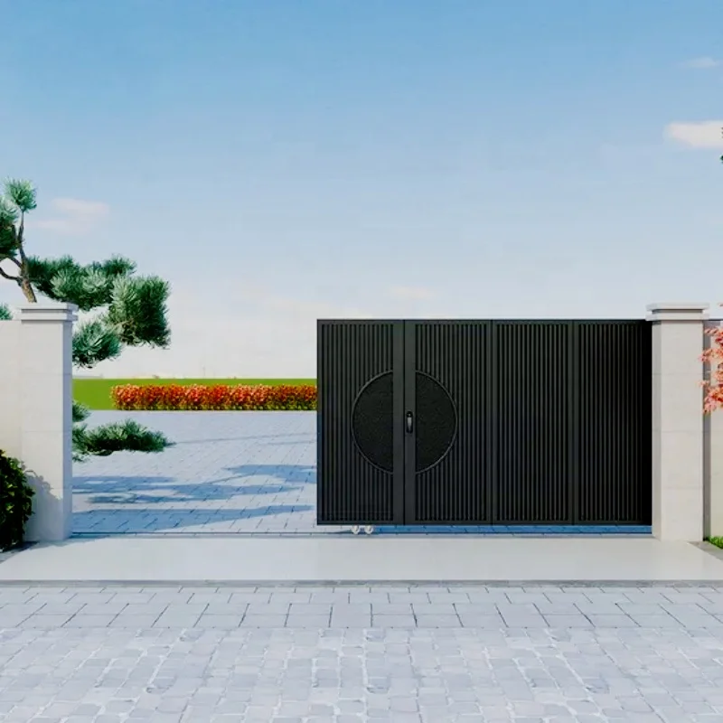 &*Folding Sliding Gate Stainless Steel Electric Sliding Gate Safety Metal Framed Luxury Glass Outdoor Entrance Gate