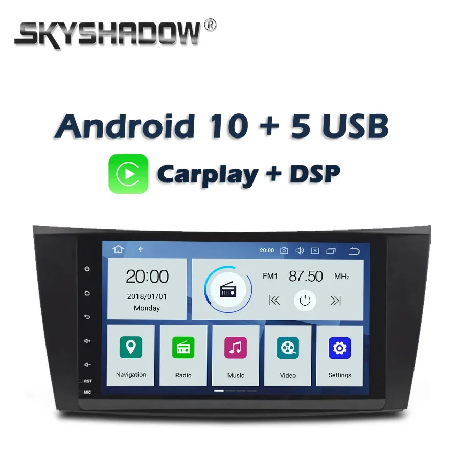 Carplay DSP PX6 IPS DSP Android 10 4GB + 64GB Car DVD Player GPS Map RDS Radio Bluetooth For Benz W211 W463 W219 W209 2004-2011