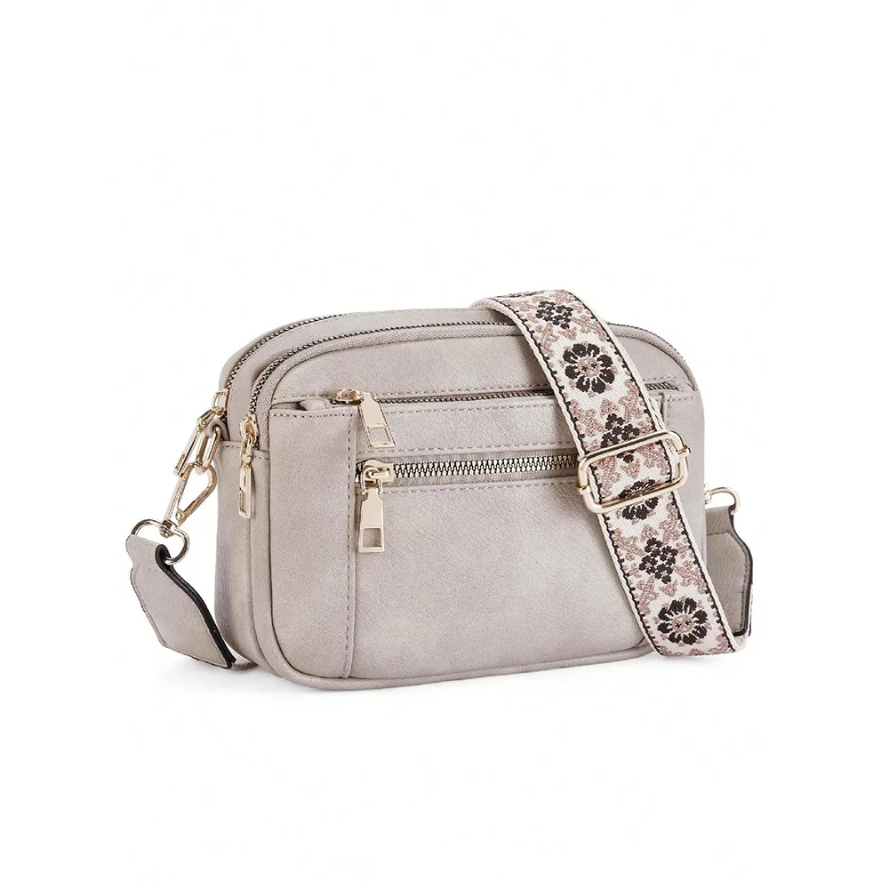 New Retro Quilted Embroidery PU Small Square Shoulder Bag – Multi-Functional Crossbody Messenger Handbag with Multi-Partition Design, Perfect for Daily Commuting, Shopping, or as a Gift