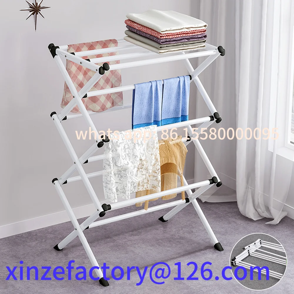 

Customizable Folding Rack Drying Clothes Towel Hanging Storage Shelf Floor-Standing Coat