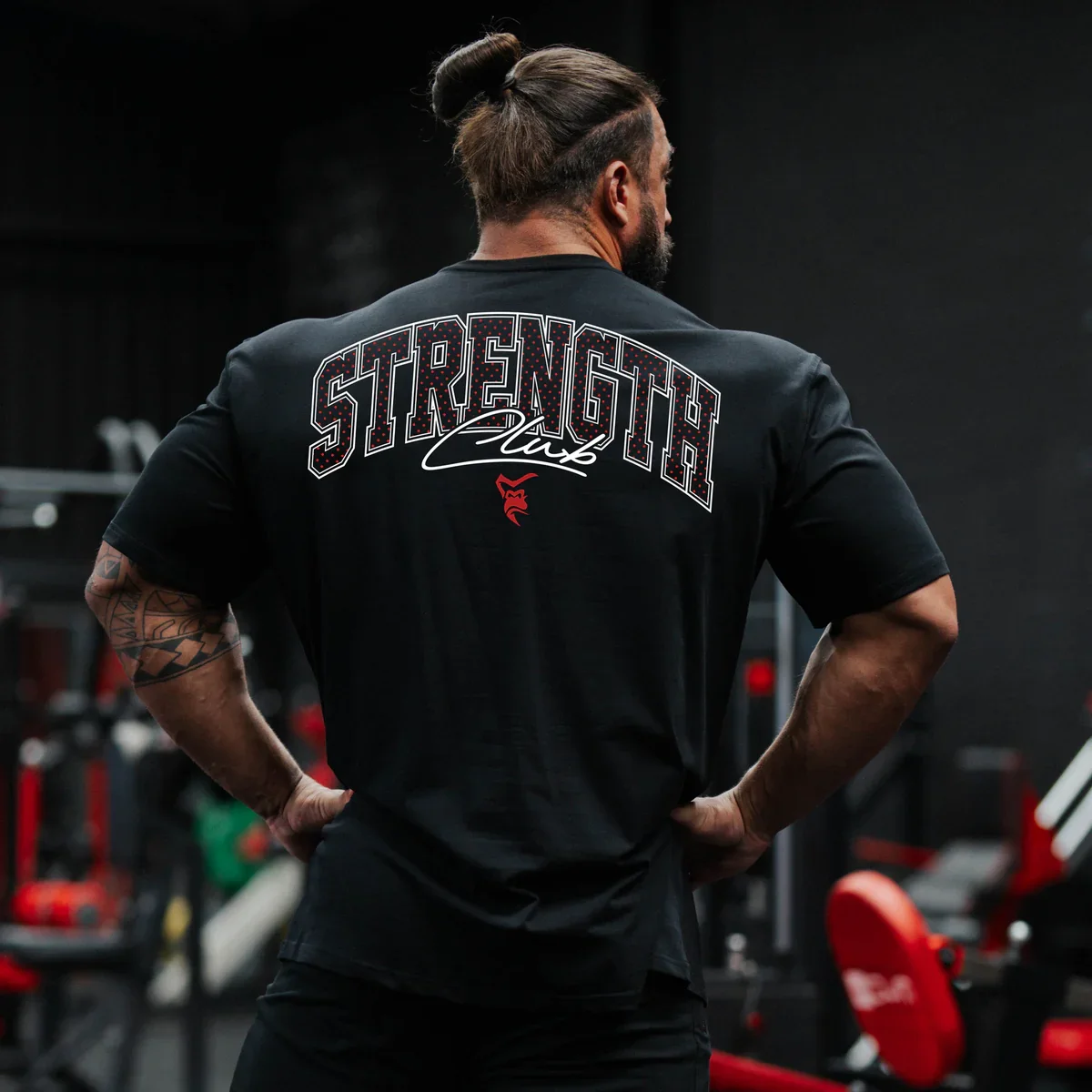 STRENGTH CLUB Men's Short Sleeve T-Shirt Athletic Casual Short Sleeve Tops Fitness Training Cotton Loose Tee Men Sports Clothing