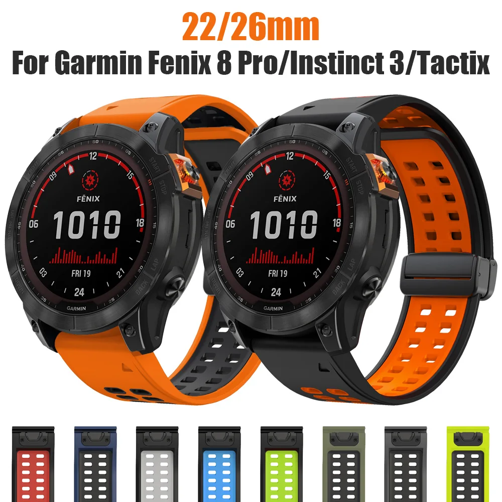 22/26 mm Sport-Magnetarmband aus Silikon für Garmin Fenix 8 Pro E 7X 7Pro Ersatzarmband für Forerunner 965 955/Enduro 3 2