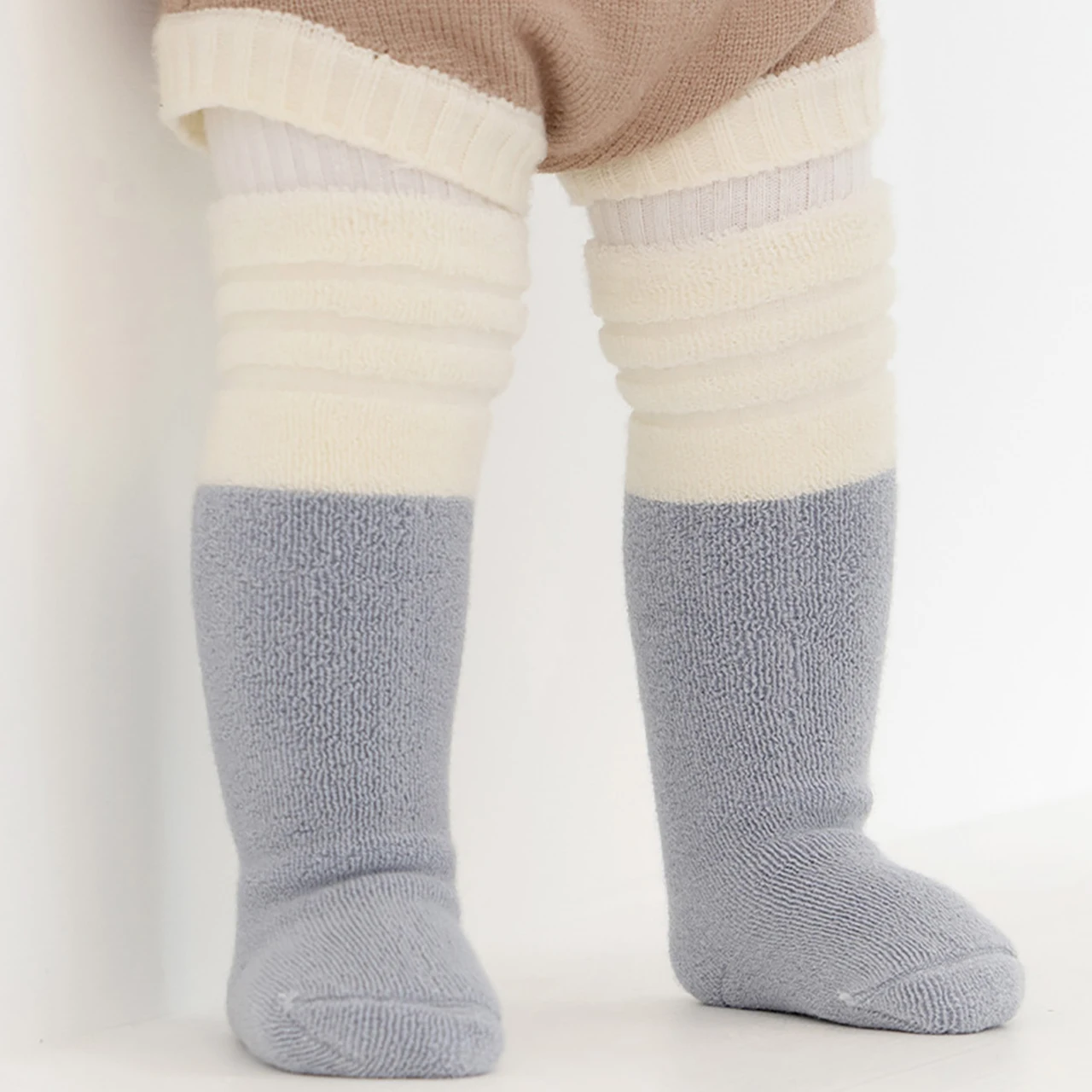 Winter Baby Plush Kneepads Stockings Thick Fleece Toddler Long Socks 0-1Y Kids Thermal Footwear Infants Knee Pads Knee-High Sock