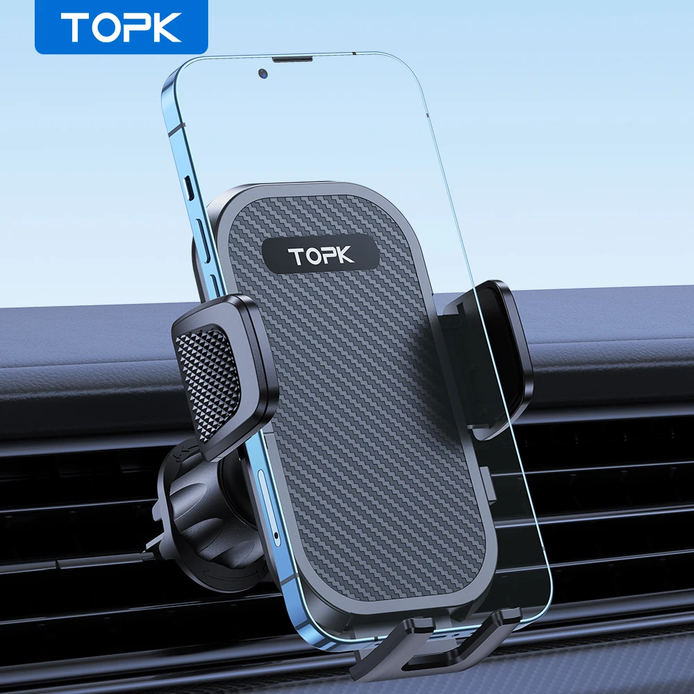 TOPK D42-G Kfz-Handyhalterung, verbesserte Lüftungsschlitzhalterung mit Metallhaken, ultrastabile Freisprecheinrichtung für alle Smartphones