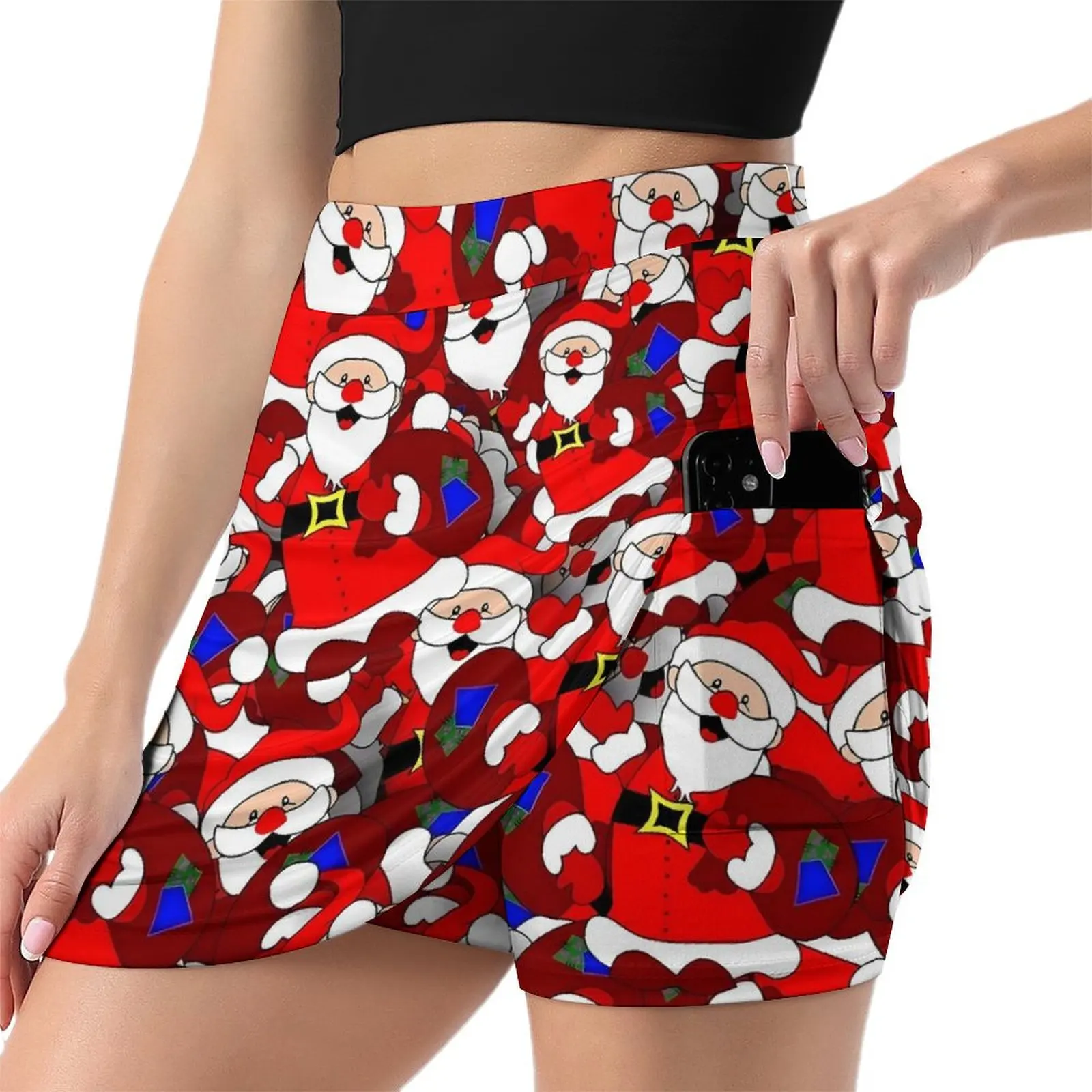 Christmas Skirt Female Santa Claus Vintage Mini Skirts High-waisted Design Aesthetic Casual Skirt Big Size 3XL 4XL