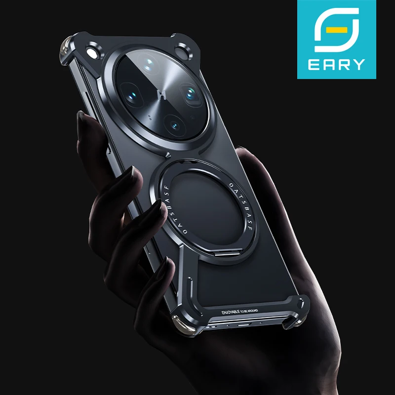 

Eary Z Shaped Phone Case for Oppo Find X8 Ultra with 360 Rotate Stand Magsafe Minimalist Metal Frame Shockproof Protector Cover