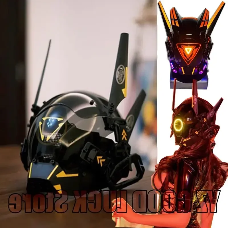 FC6Game Punk HD Cyber Косплей Маски Светодиодная Готическая Хип-Хоп Маска Рог Головные Уборы Опора Для Женщин Мужчин Вечеринка DJ Performance Аниме Cosp@FC8!