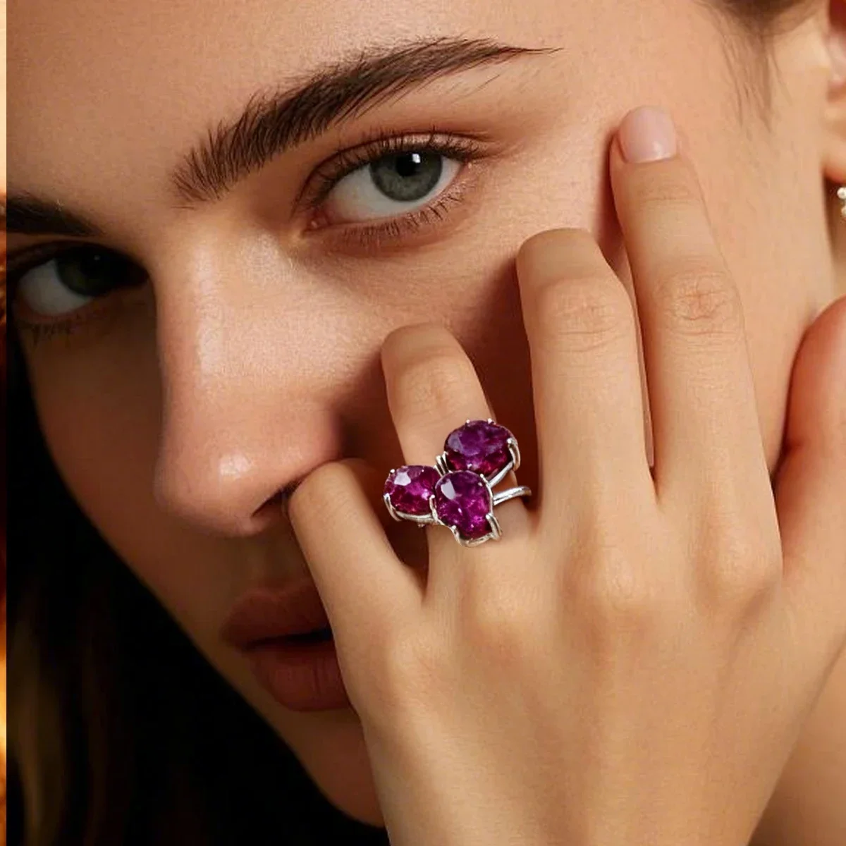 

Women's Ring Natural Stone Ring Bohemian Half Stone Party Party Wear Perfect Christmas Gift Anillo de piedra Natural