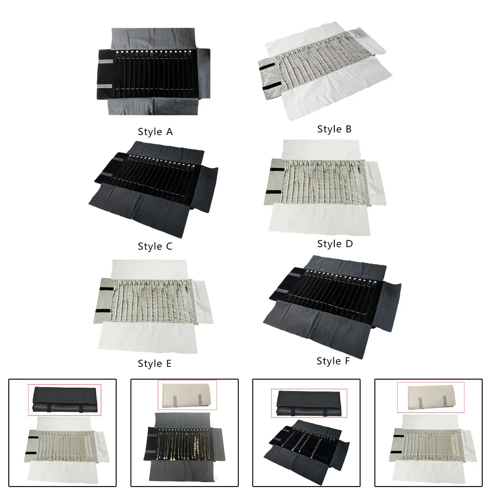 

Jewelry Roll Bag Lightweight Portable display Holder Organizer Pouch for Chain Home Storage Pendant Bracelet Showcase